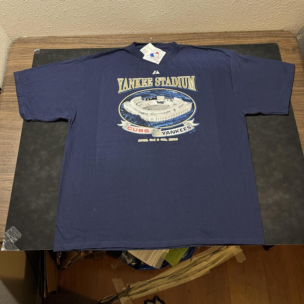 New York Yankees Shirt Vintage MLB Baseball Yankee Stadium Cubs 2009 Majestic